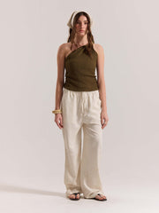 Natural Linen Pull-on Pants ( Pre-Order )